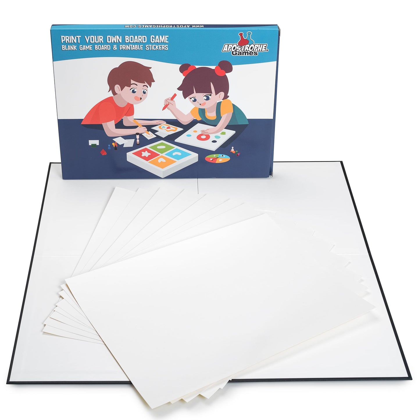 Print Your Own Board Game - 1 Game Board (16.25" x 16.25") with Printable Sticker Sheets - Create Your Own Board Game, DIY Family Board Games