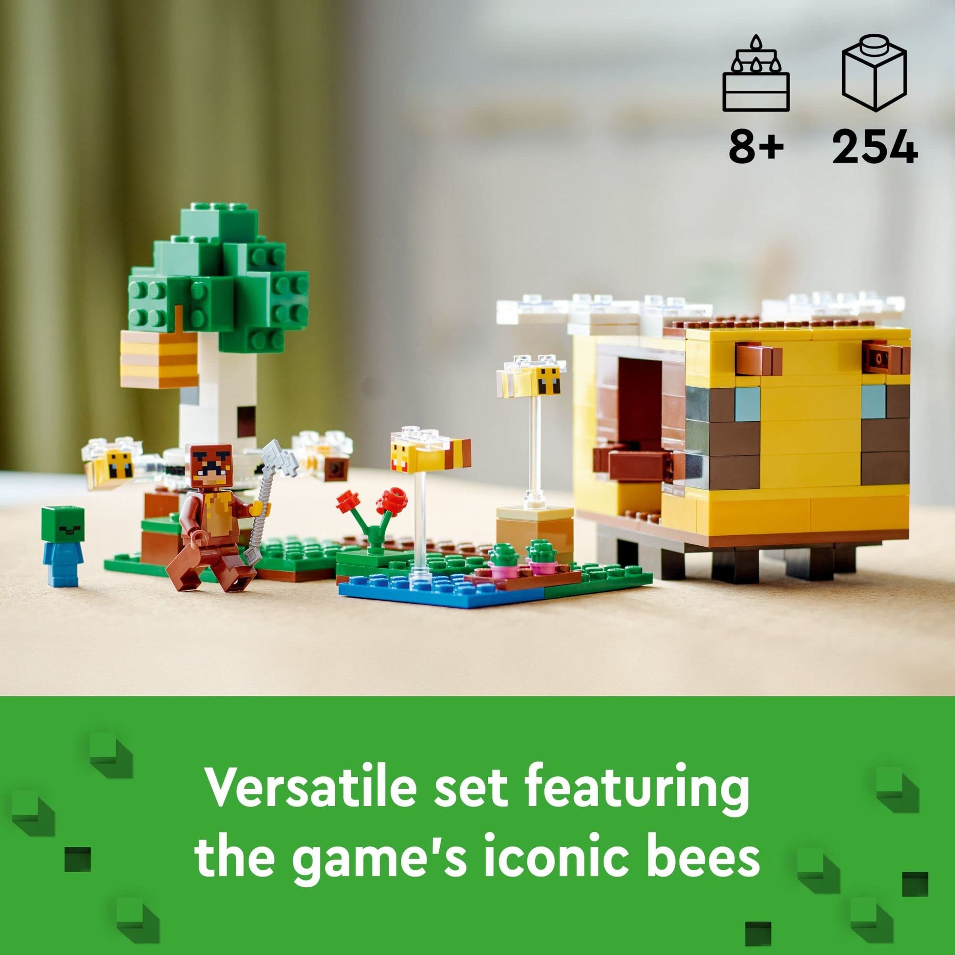 LEGO Minecraft The Bee Cottage Building Set - Construction Toy with Buildable House, Farm, Baby Zombie, and Animal Figures, Game Inspired Birthday