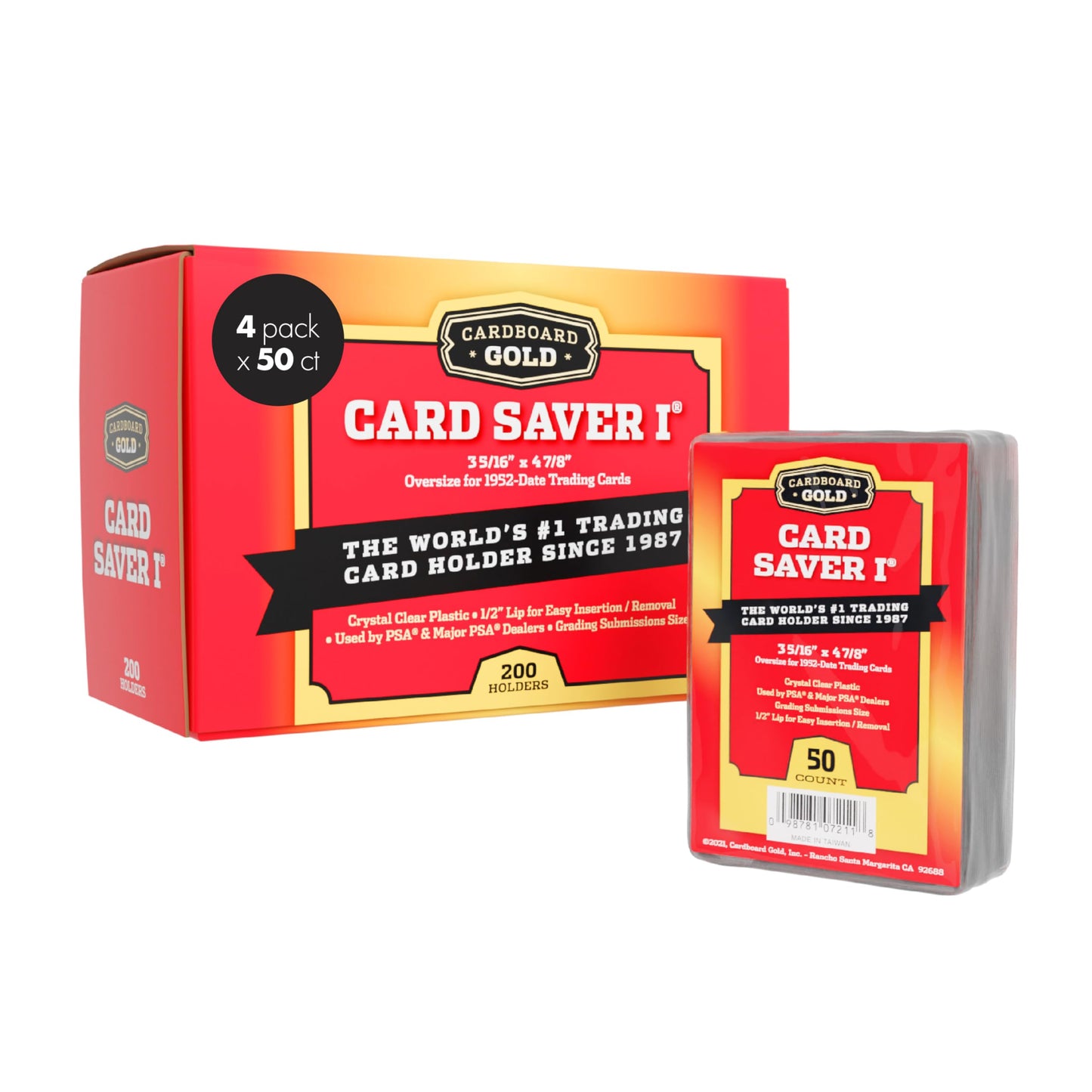 Cardboard Gold Card Saver 1-200 Count - Semi Rigid Card Holder, Trading Card Protectors - PSA-Approved Cardsaver for Baseball, Trading, Sports Cards