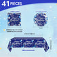 41 PCS Blue Birthday Decorations Blue and Silver Theme Tableware Sets Included Navy Blue Party Plates and Napkins Tablecloth for Men Women Birthdays