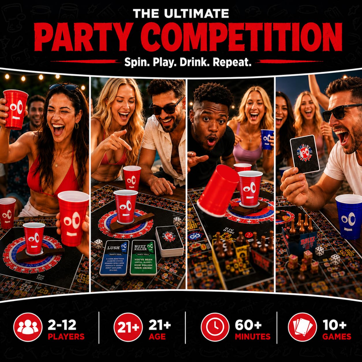 DRINK-A-PALOOZA: The Monopoly of Drinking Game | The Party Board Game that Combines Beer Pong, Flip Cup, Kings Cup, Drinking Card Games & More Fun