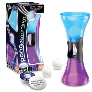 MindWare Pongdemonium Party Game - Fast-Paced Action Challenge with Timer, Bouncing Ball & 55 Cards - Hilarious Hot Potato-Style Game for Ages 6+, 2+