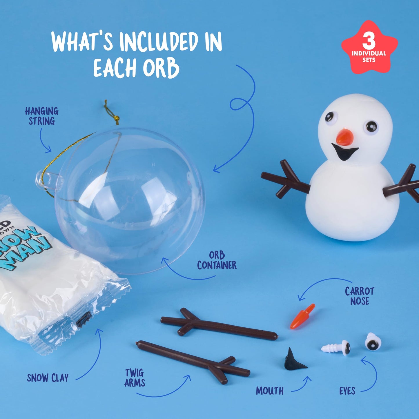 Dan&Darci Snowman Making Kit for Kids - Build a Snow Man Craft Kits for Girls, Boys, Toddlers Ages Kid Winter Christmas Crafts Activities Stocking