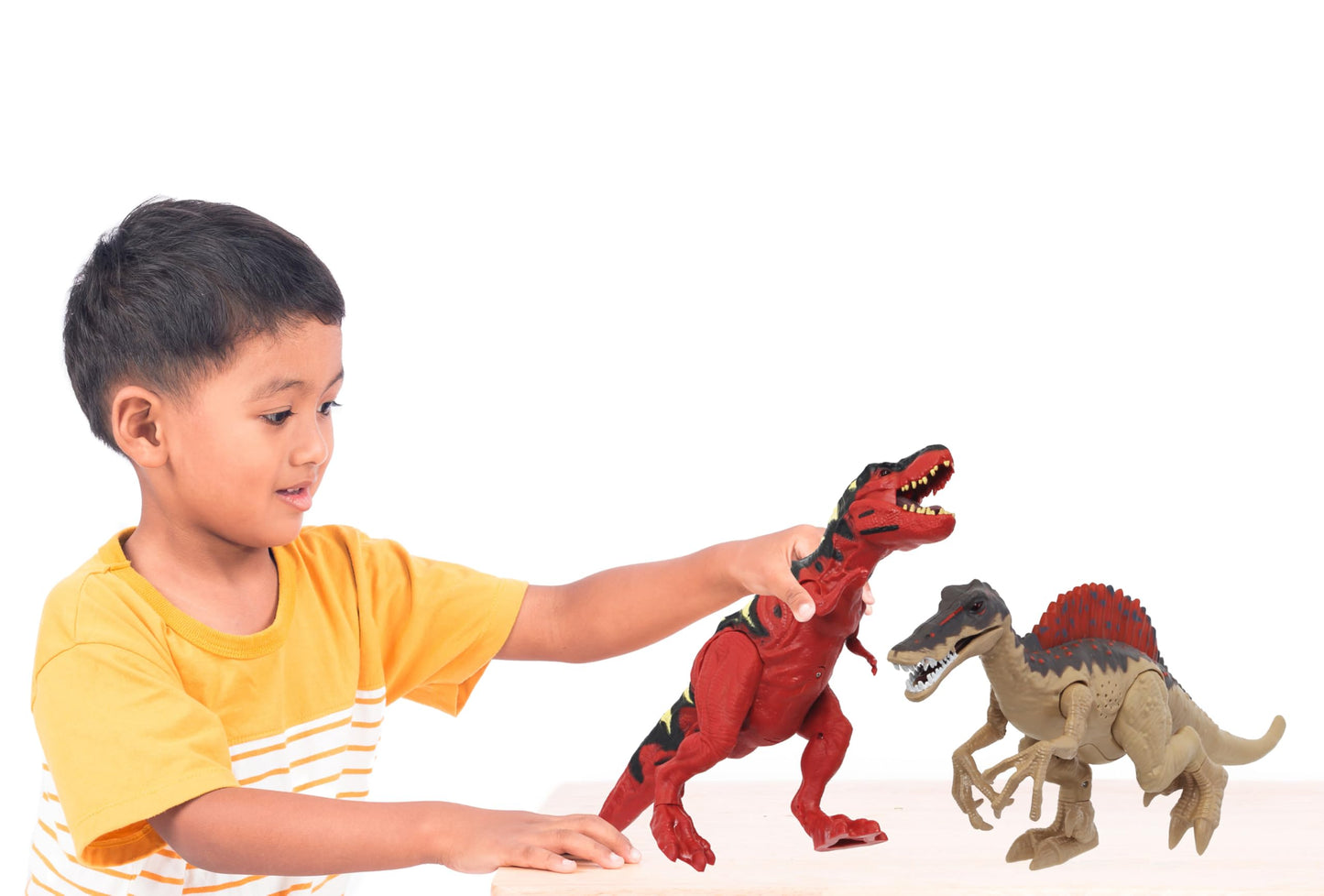 Animal Planet Electronic Dinosaur Battle Set - Light-Up Roaring T. Rex & Spinosaurus with Action Figure - Dinosaur Toys for Kids Ages 3+