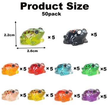 FWKAILEPING 50 Piece Mini Glow in The Dark Resin Frog Set 10 Color Night Light Frogs for Moss Landscape Fairy Garden Dollhouse DIY Eco Bottle Craft