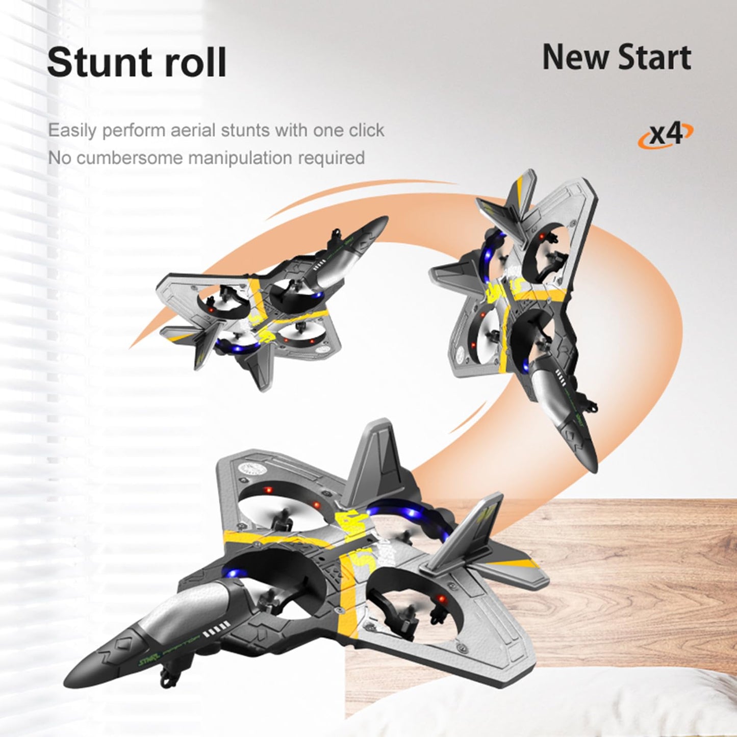 V17 Remote Control Airplane RC Planes, RC Fighter Jet Toy for Kids Adults 8-16, Remote Control Planes with LED Light, 2 Batteries, 360° Stunt Spin