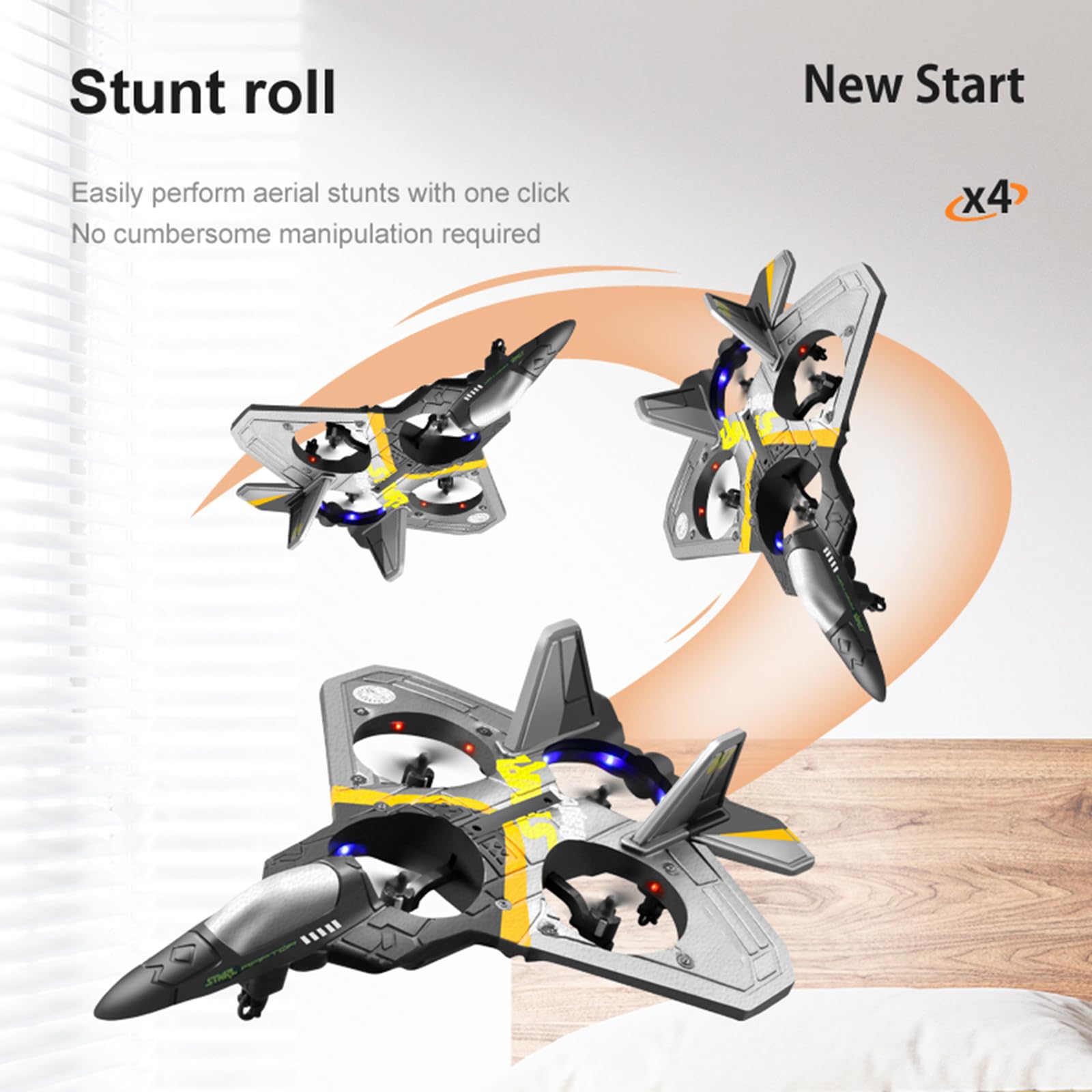 V17 Remote Control Airplane RC Planes, RC Fighter Jet Toy for Kids Adults 8-16, Remote Control Planes with LED Light, 2 Batteries, 360° Stunt Spin