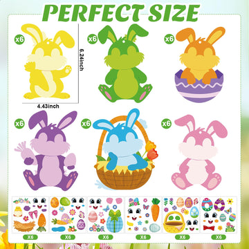 Sealmic Easter Bunny Craft Kit for Kids DIY Make Your Own Bunny Card Set Happy Easter Egg Bunny Sticker for Kids Decoration Holiday Celebration