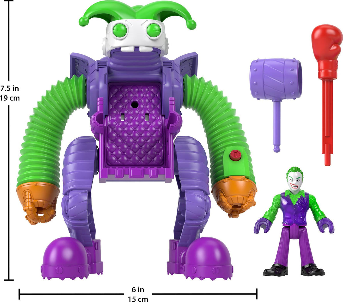 Fisher-Price Imaginext DC Super Friends The Joker Toy Battling Robot with Poseable Figure & Lights for Pretend Play Kids Ages 3+ Years