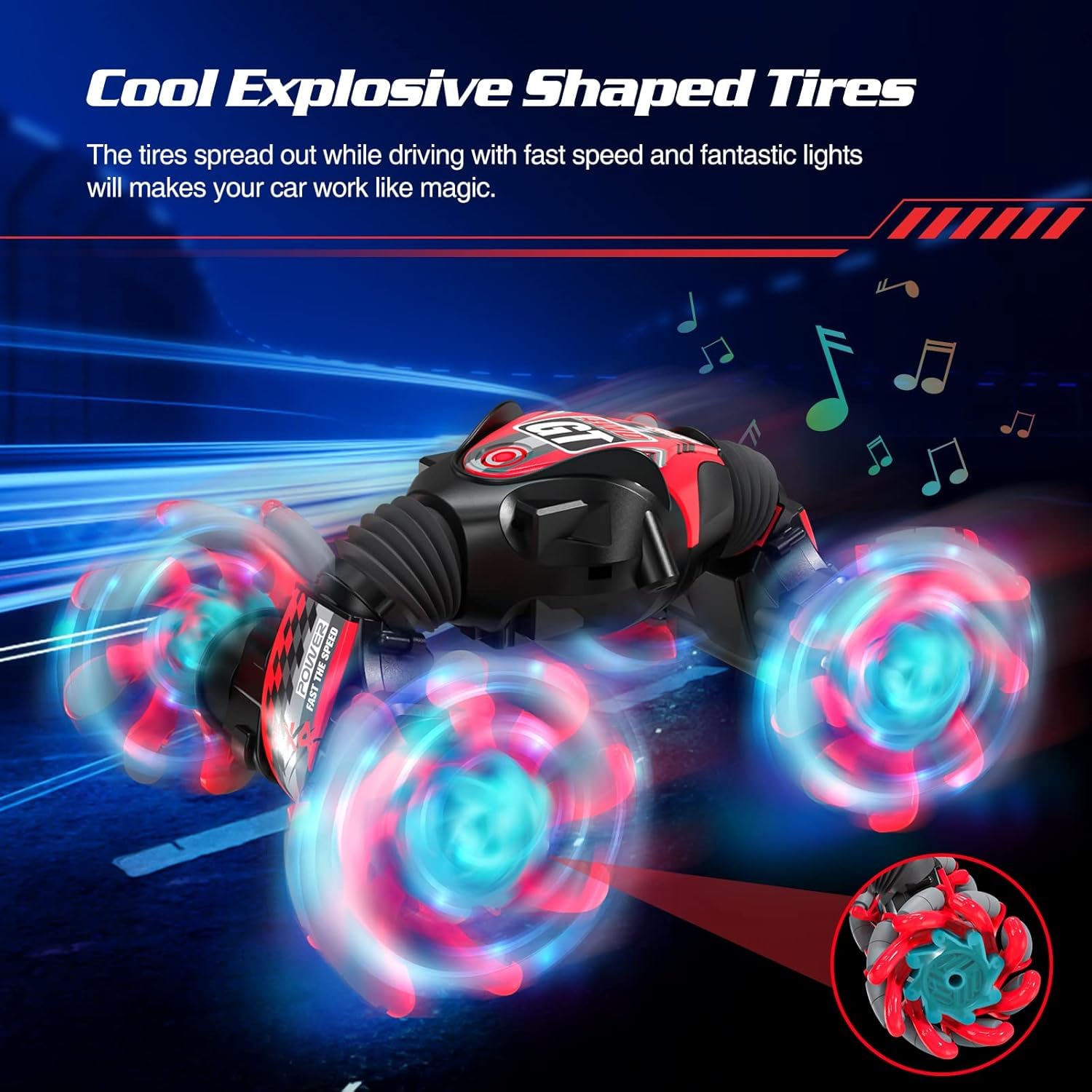 Kidstinct Gesture Sensing RC Stunt Car, Extra Large Gesture RC Car, Boy Toys Age 6-8, 4WD Hand Controlled Remote Control Twist Cars with Light