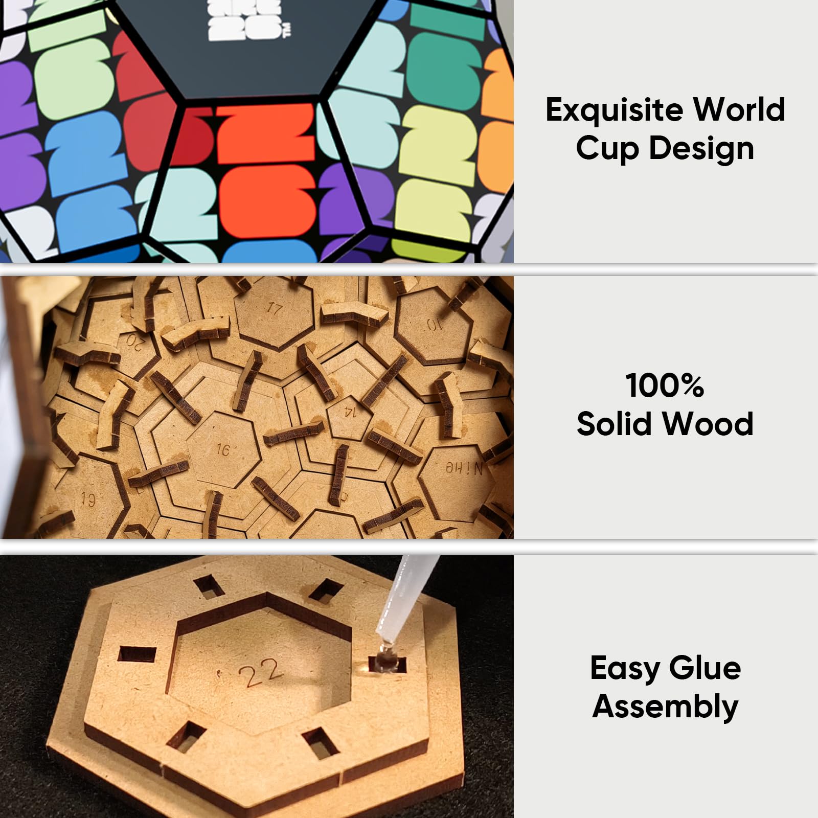Official FIFA World Cup 2026 Trophy Building Set - 3D Wooden Trophy Puzzle, 165-Piece DIY Building Model Craft Kit, Collectible Sports Decor & Gift