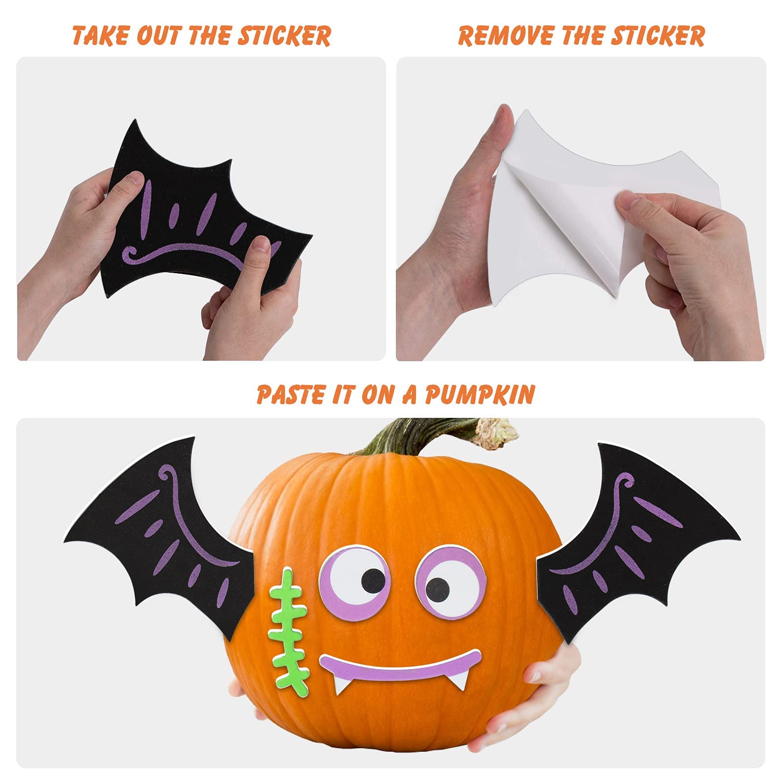 16 Packs Foam Halloween Pumpkins Decorations Stickers, Make Funny Pumpkins Craft Kits for Holiday Decor Kit Party Best Gift for Kids Adult Girls Boys
