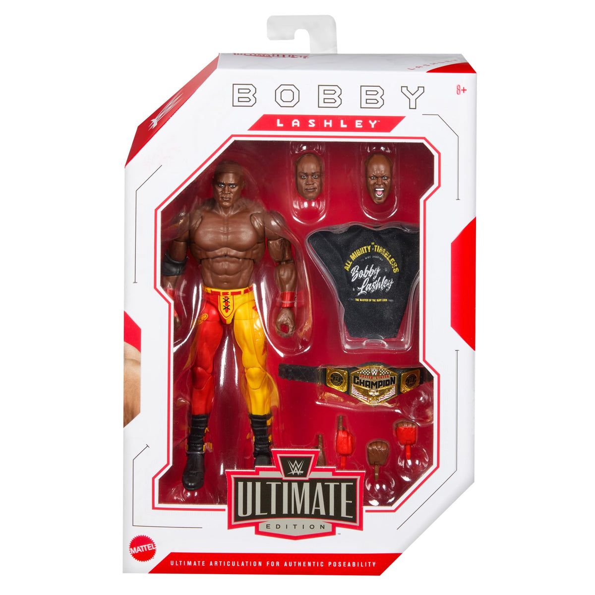 Mattel WWE Ultimate Edition Action Figure & Accessories, 6-inch Bobby Lashley Collectible Set, Swappable Heads & Hands, Entrance Gear & 30
