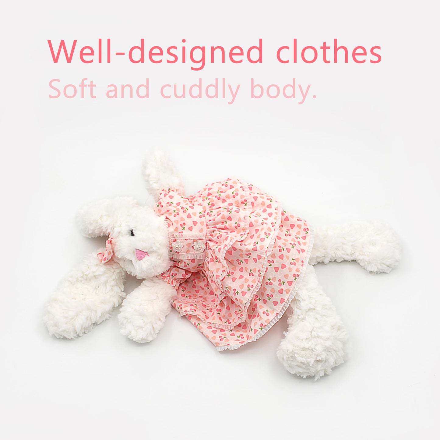 oits cute Floppy Bunny Stuffed Animals in Dress for Baby Girls Plush Toys 18 Inch (Pink Lolita Floral Dress)