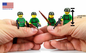 Battle Brick Collectible US Army WW2 Soldiers Complete Squad Custom Collectible Minifigures | Printed in the USA | Genuine Military Minifig | 1.6