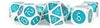 FanRoll 16mm Metal Polyhedral DND Dice Set: Silver w/Teal Enamel, Role Playing Game Dice for Dungeons and Dragons