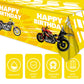 Motorcycle Happy Birthday Tablecloth Motorcycle Party Supplies Car Theme Boys Girls Yellow Birthday Party Supplies Party Picnic Camping Table Cover