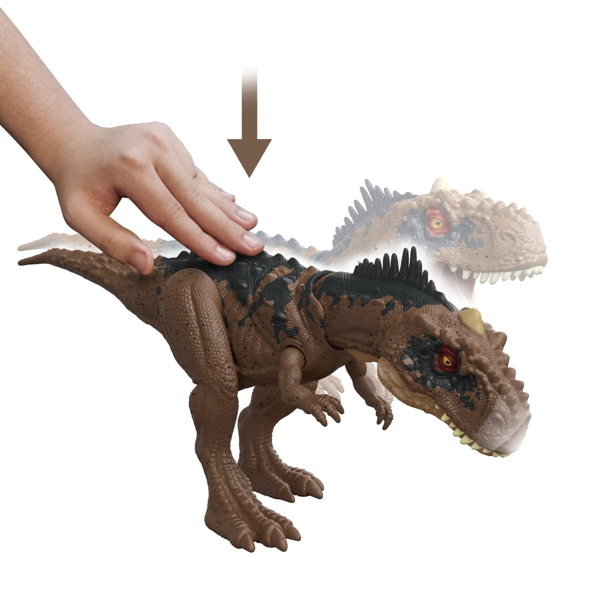 Mattel Jurassic World Dominion Roar Strikers Dinosaur Action Figure with Roaring Sound & Attack Action, Rajasaurus Dino Toy Includes Digital Play