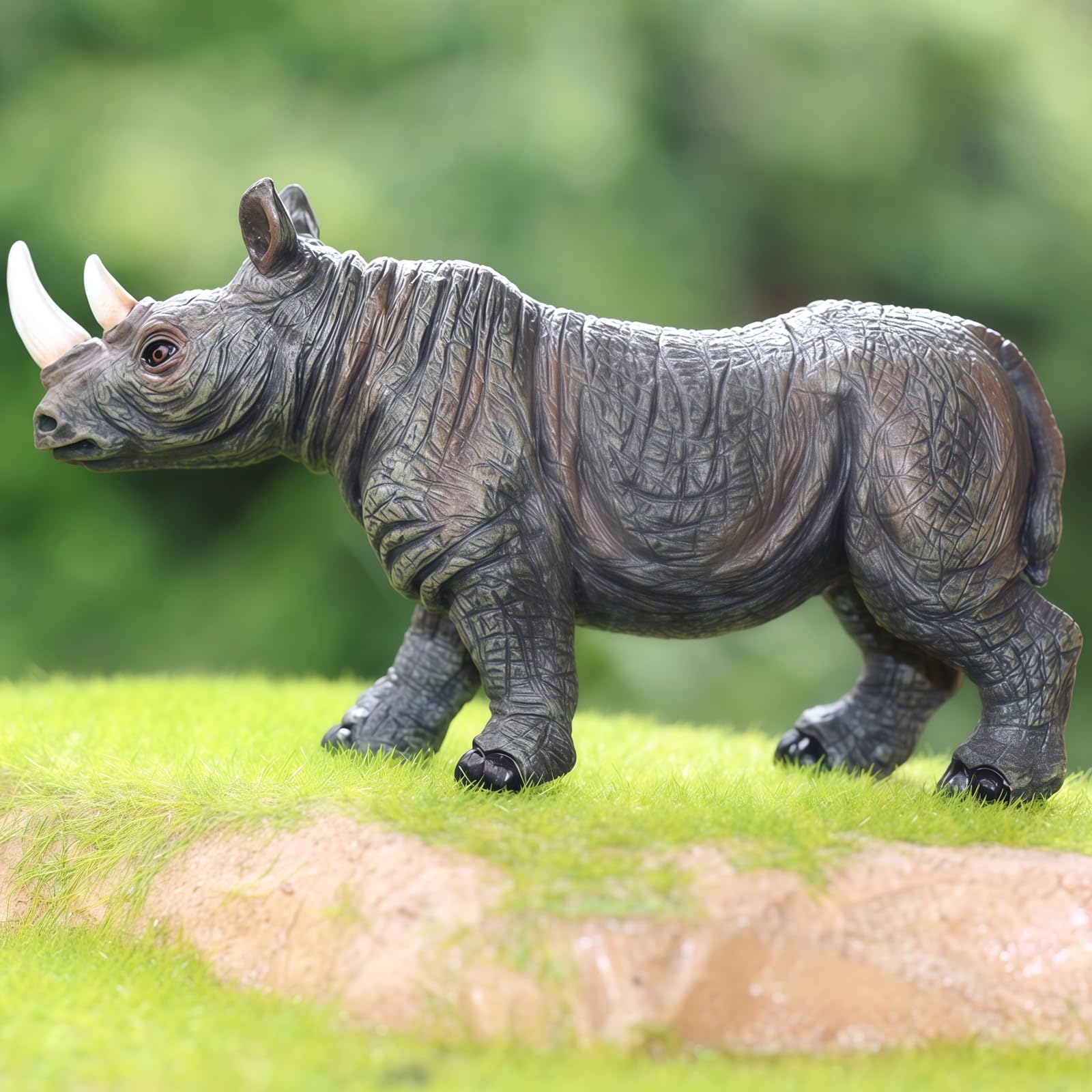Gemini&Genius Rhino Animal Toy, Rhinoceros Figurine Toy, Wildlife World Action Figure, Great Gift, Collection, Cake Topper, Storytelling Prop and Room