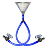 Head Rush Silver/Blue Double Header 2-Tube Beer Bong, 8" x 6.5" Plastic Funnel with Dual Flexible Hose, 2 2-ft Long Thick Tubes for Parties and Games