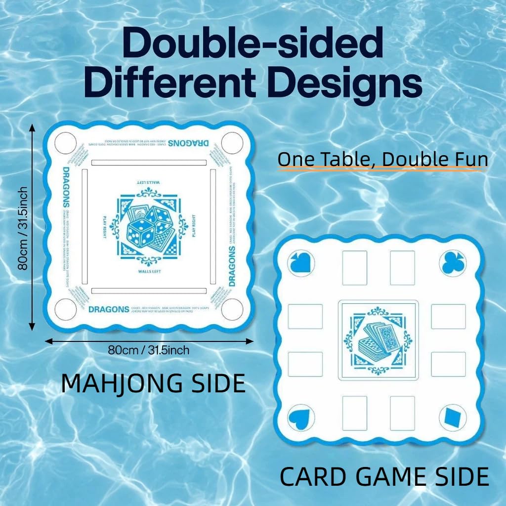 fisdpopar Floating Mahjong Table for Pool, Waterproof Floating Game Board Double-Sided for Mahjong & Poker, Floating Card Table for Pool, Domino