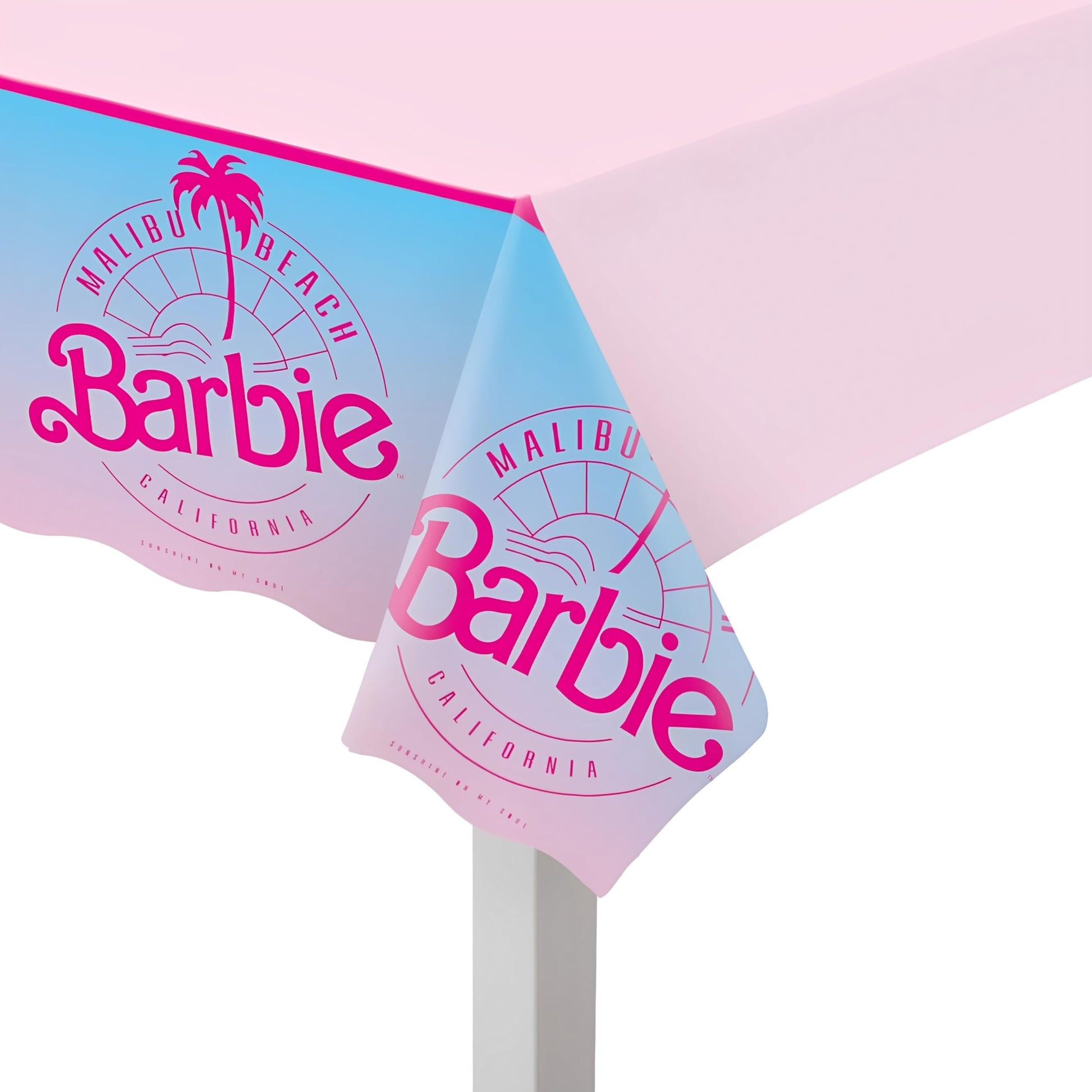 Vibrant Multicolor Plastic Malibu Barbie Table Cover - 54" x 96" (1 Pc.) - Durable & Stylish Design - Perfect for Kids' Party