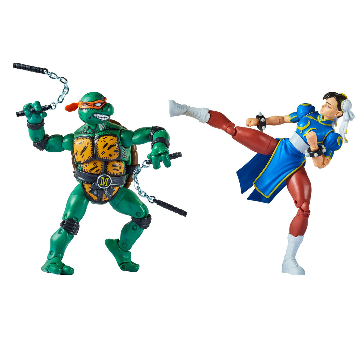 PlayMates Teenage Mutant Ninja Turtles vs. Street Fighter: 6” Michelangelo vs. Chun-Li Action Figures 2-Pack Toys