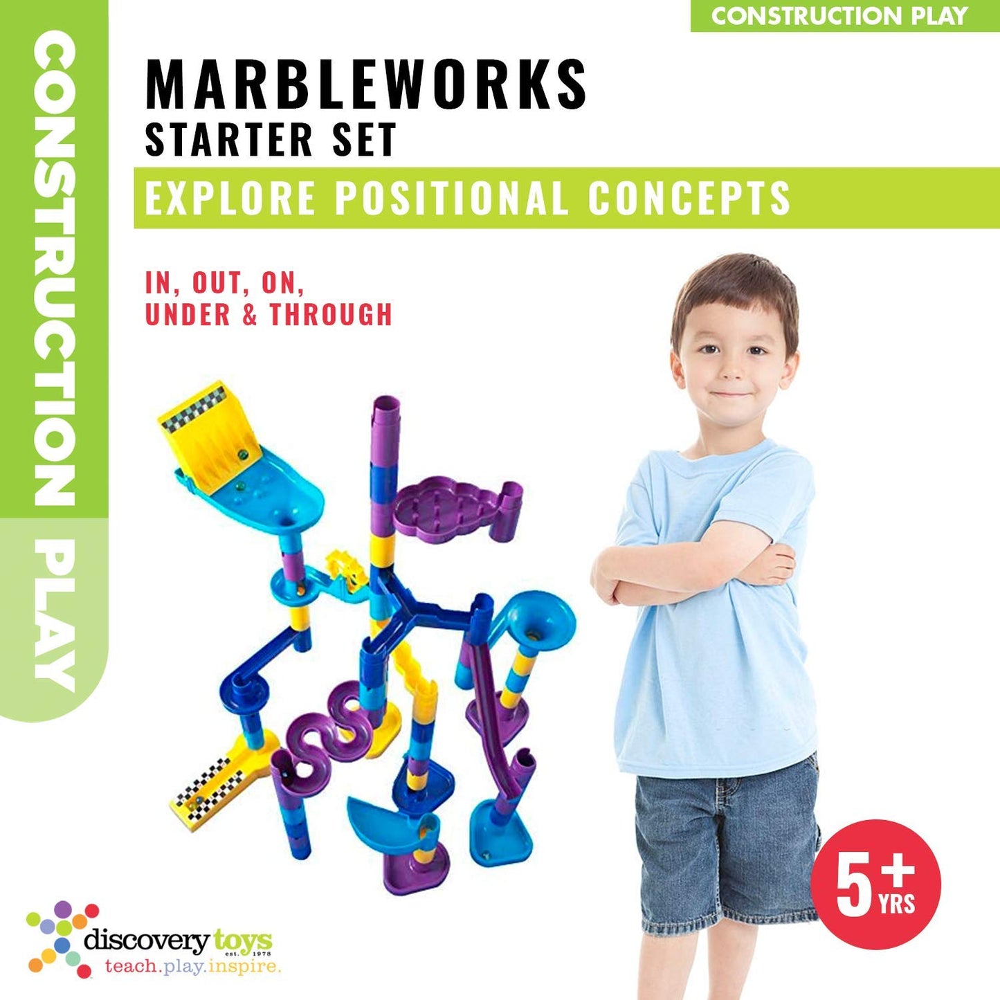 Discovery Toys MARBLEWORKS Marble Run Starter | Kid-Powered Learning | STEM Educational Building Block Toy Learning & Childhood Development 5 Years