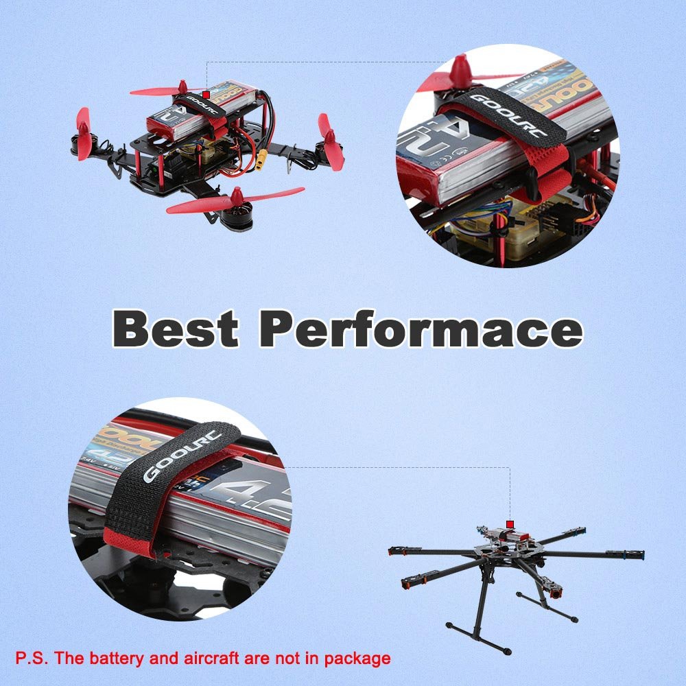GoolRC 10Pcs Strong RC Battery Antiskid Straps Battery Bands 285mm for RC Drone Helicopter and RC Car