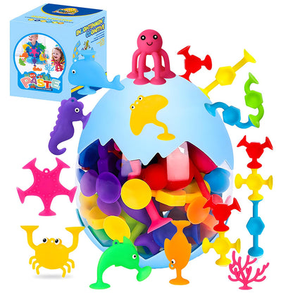 HYSZXUS Bath Toys - 27 PCS Suction Cup Toys Bathtub Toy Shower Toy for Kids Ages 4-8,Sensory Toys for 3 4 5 6 7 Year Old Boys Girls,Mold Free Bath Toy