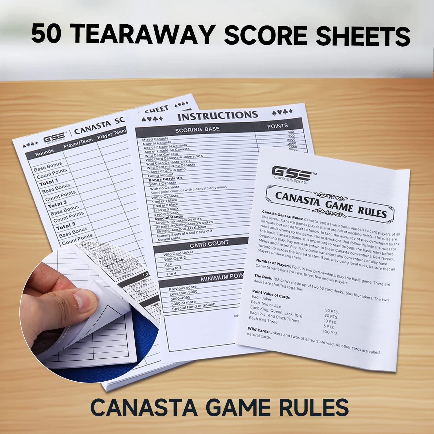 GSE Games & Sports Expert Canasta Cards Game Set, Includes 2 Decks Canasta Playing Cards with Point Values, a Revolving Card Tray, and 50 Score Sheets