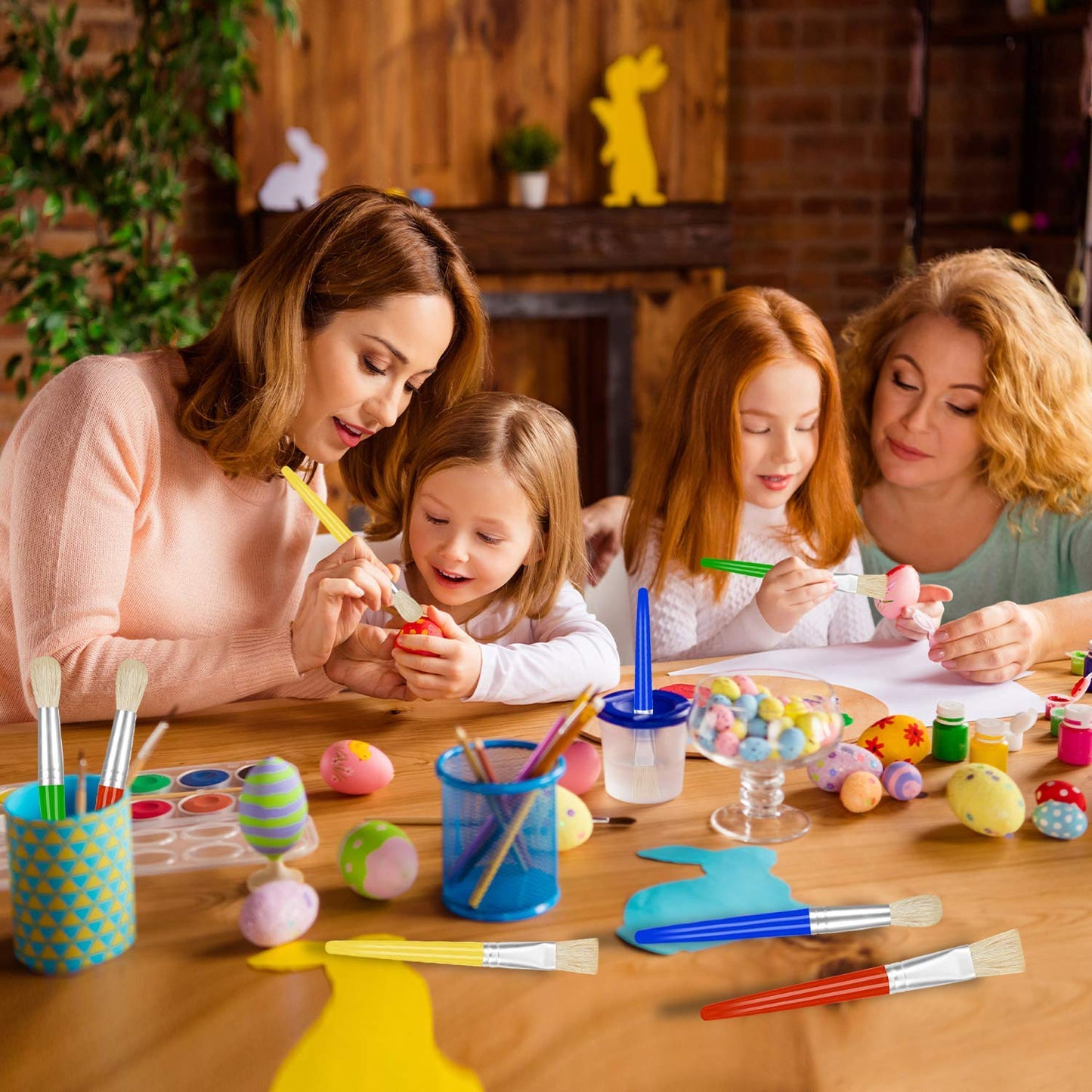 Paint Brushes for Kids, 10 Pcs Big Washable Chubby Toddler Paint Brushes, Easy to Clean & Grip Round and Flat Preschool Paint Brushes with No Shed