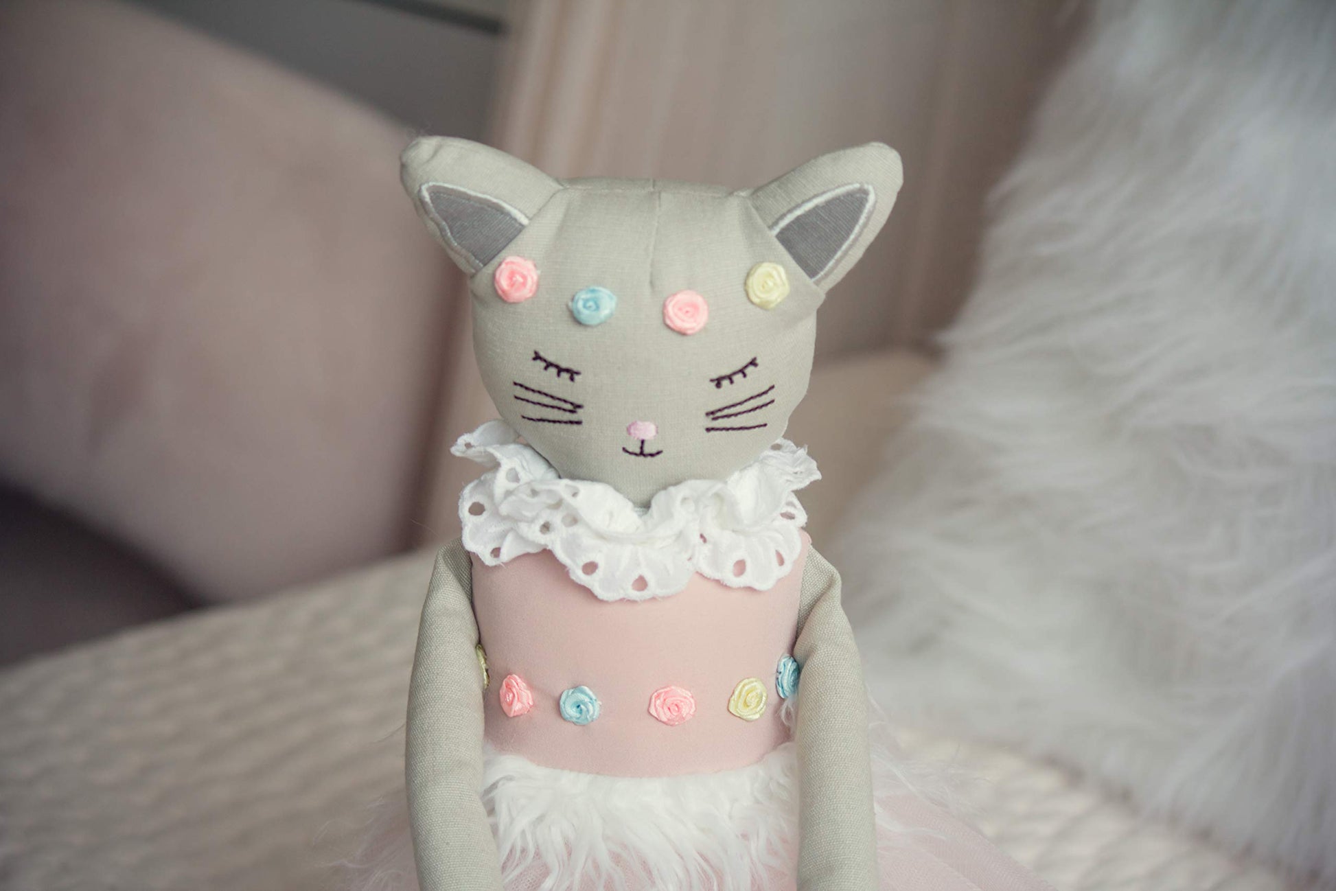 Inspired by Jewel Poppy the Cat - Handmade 24.8-Inch Plush Doll with Ballerina Tutu Outfit - Pretty Stuffed Toy Surprise Gift for a Little Princess
