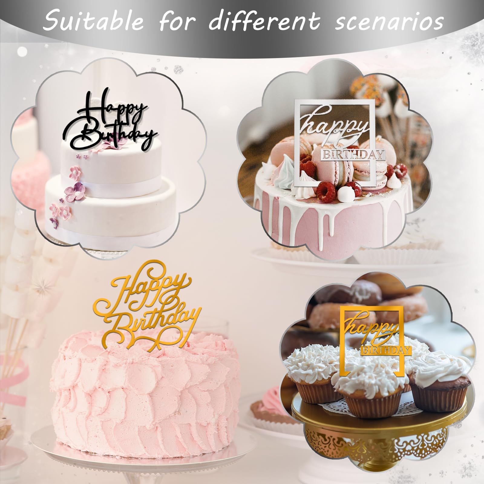 30PCS Happy Birthday Cake Topper Acrylic Cake Toppers for Party Supplies