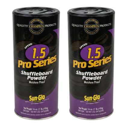 Sun-Glo Speed 1.5 (Pro Series) Shuffleboard Powder Wax - The Professional’s Choice for Speed & Accuracy - 16 oz Shaker Can (2 Pack)