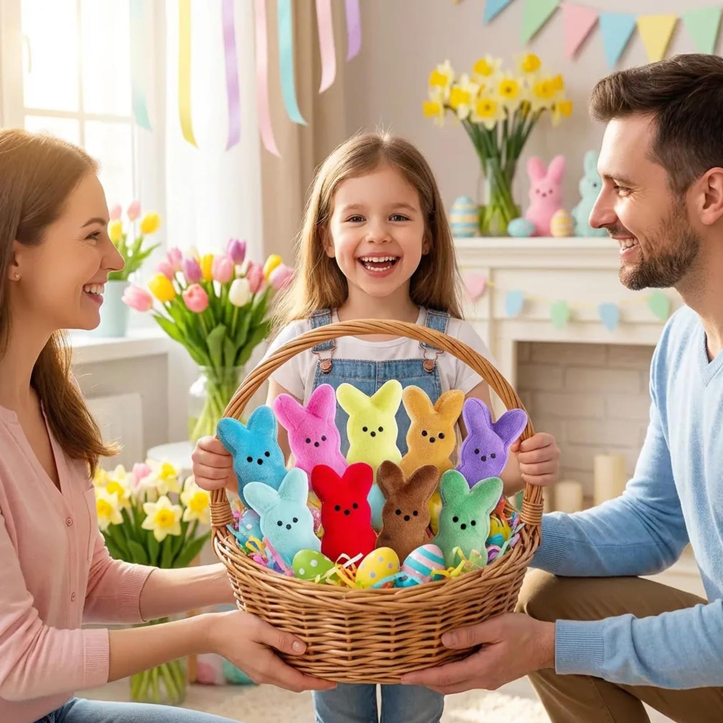 Rdogeia 16PCS Easter Stuffed Bunny Plush Toys,Easter Basket Stuffers Egg Fillers,Easter Bunny Bulk Stuffed Animals Plushie for Kids Boys Girls Party