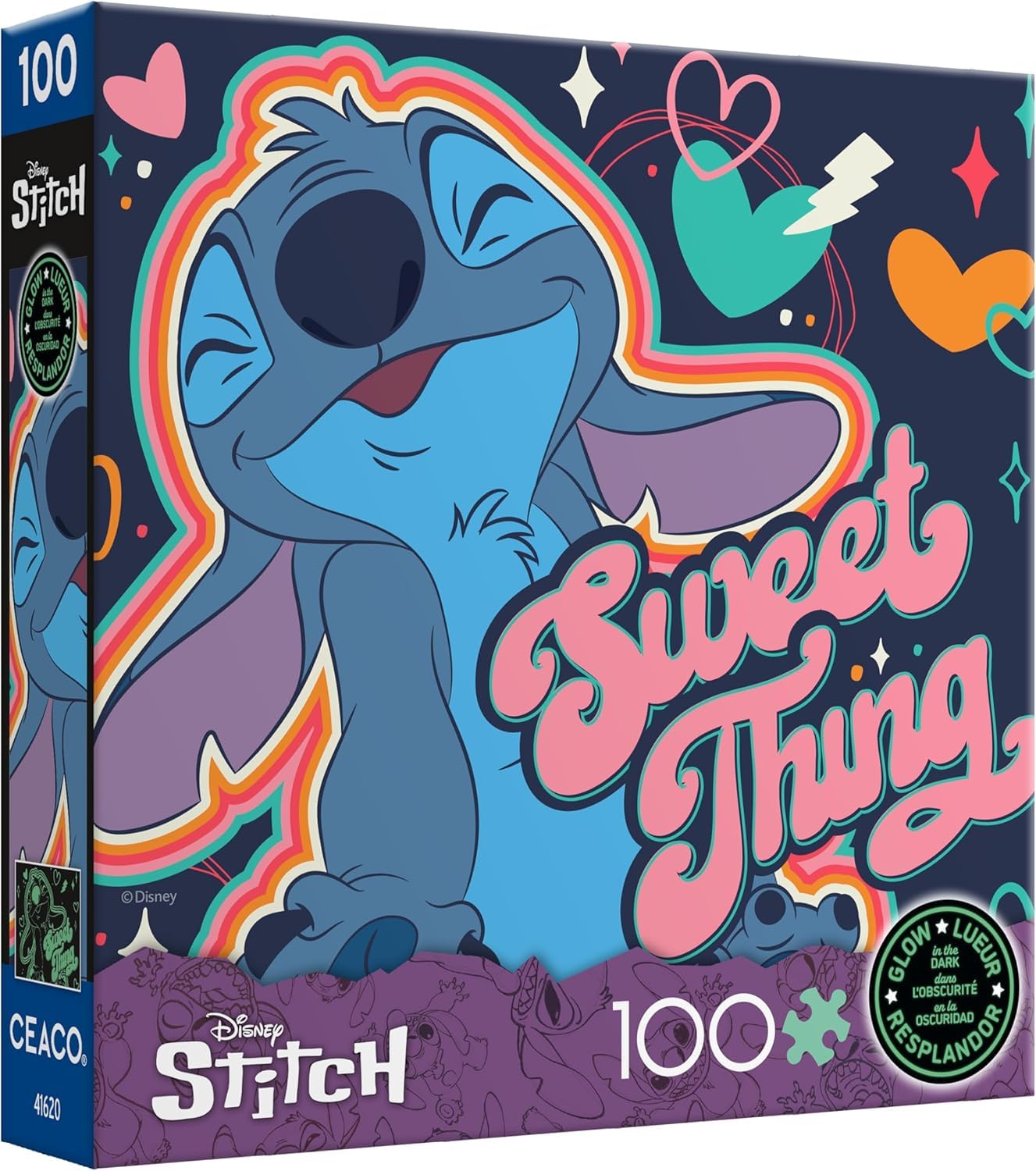 Ceaco - Disney Stitch Sweet Thing Glow - 100 Piece Puzzle for Kids Ages 6-8