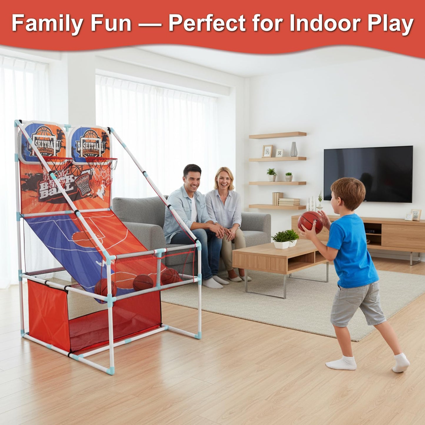 Basketball Arcade Game, Double Basketball Hoop indoor Sports Game for kids