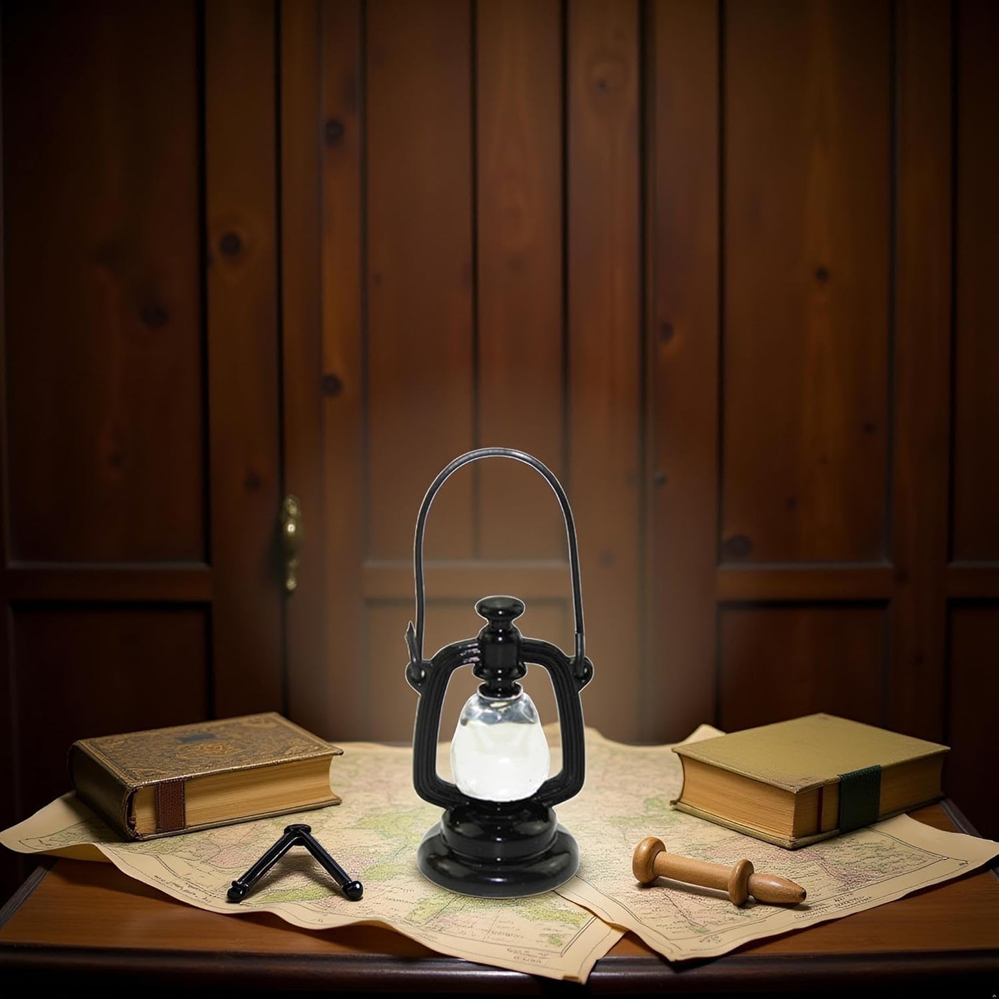 2Pcs Black Dollhouse Decoration Accessories, 1:12 Dollhouse Miniature Scene Model Hurricane Lantern Play Toy, Décor, Dollhouse Accessories (23 x 43