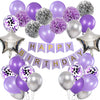 Purple and Silver Birthday Decorations for Women Lavender Party Decor Kit for Her Including Happy Birthday Banner Pompom Flower Foil Balloons Confetti