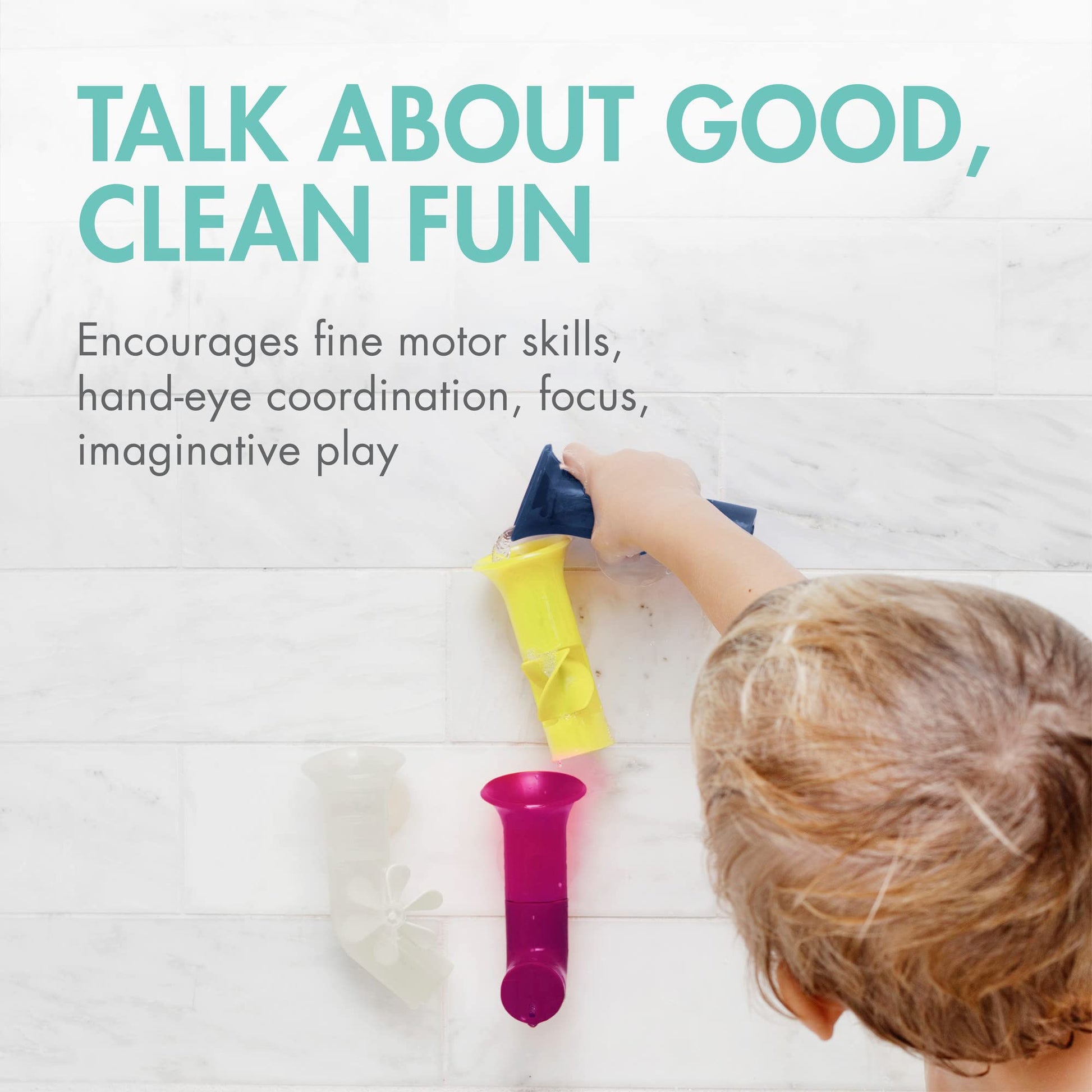 Boon Pipes Toddler Bath Toys - Bathtub Building Toys with Suction Cups - Toddler Sensory Toys and Bathtub Essentials - Multicolored - 5 Count - Kids