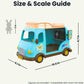 OLEOCA Family Ice Cream Truck Toy - Dessert Food Truck Playset with Cash Register, Chairs & Umbrella, Dollhouse Pretend Play Vehicle, Gift for Kids