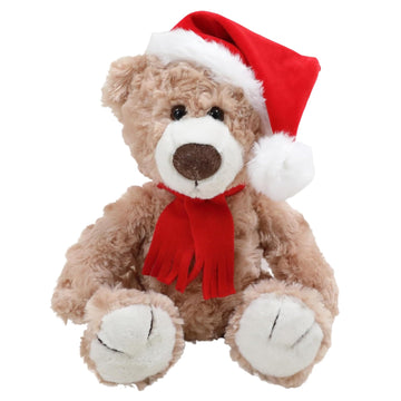 Made By Aliens Christmas Logan Teddy Bear Stuffed Animal - Adorable Xmas Plush Toy with Hat and Scarf - Soft and Cuddly Winter Companion for Kids