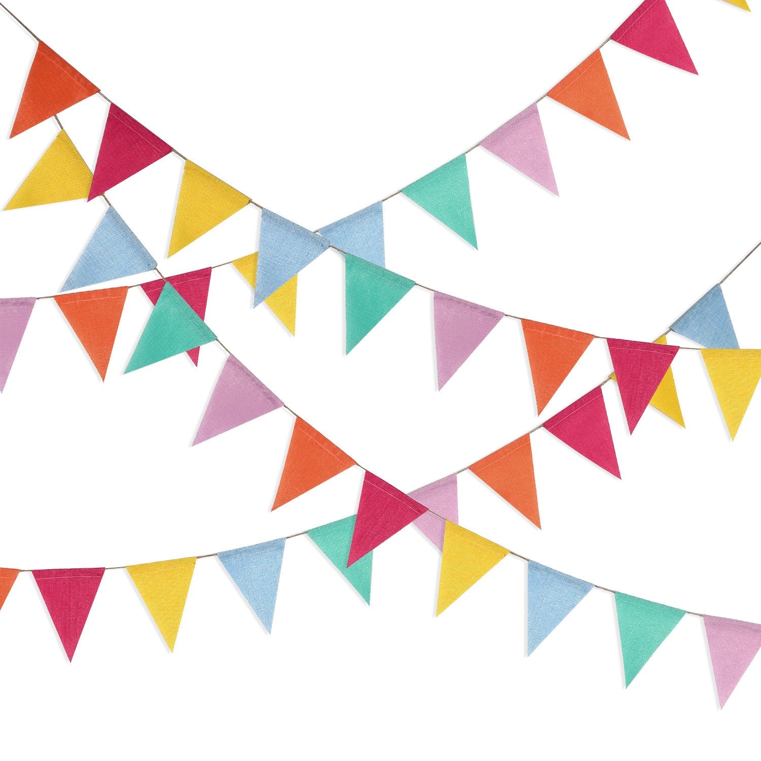 HESTYA 42 Pieces Colorful Pennant Banner Flag Multicolor Bunting String Triangle Banner Pennants for Birthdays Classroom School Carnival Garland