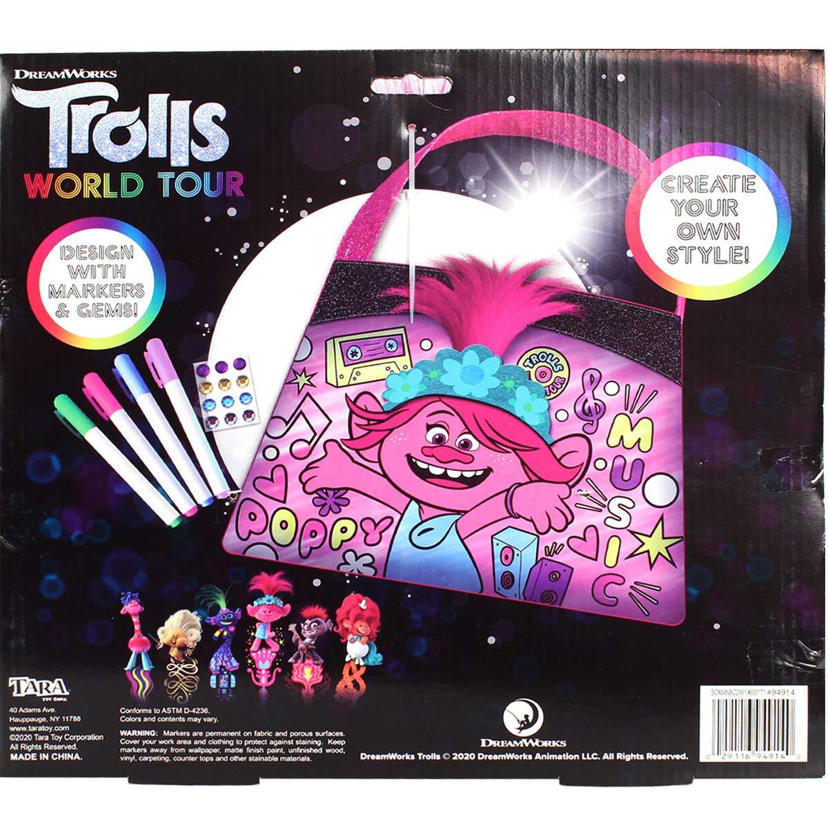 Tara Toy Trolls Color N Style Purse, Multicolor