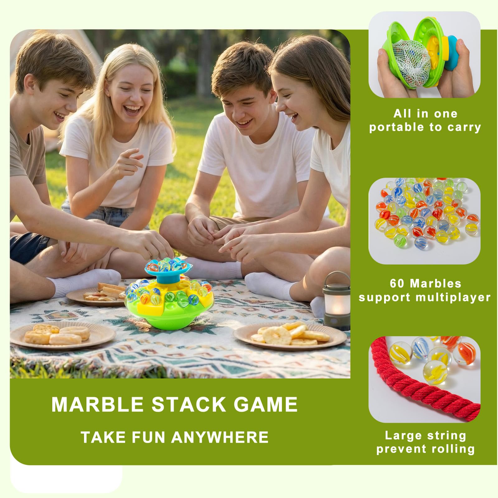 QTLJJBY Marble Balance Game, Wobble Marble Game, 60 Pieces Glass Marbles