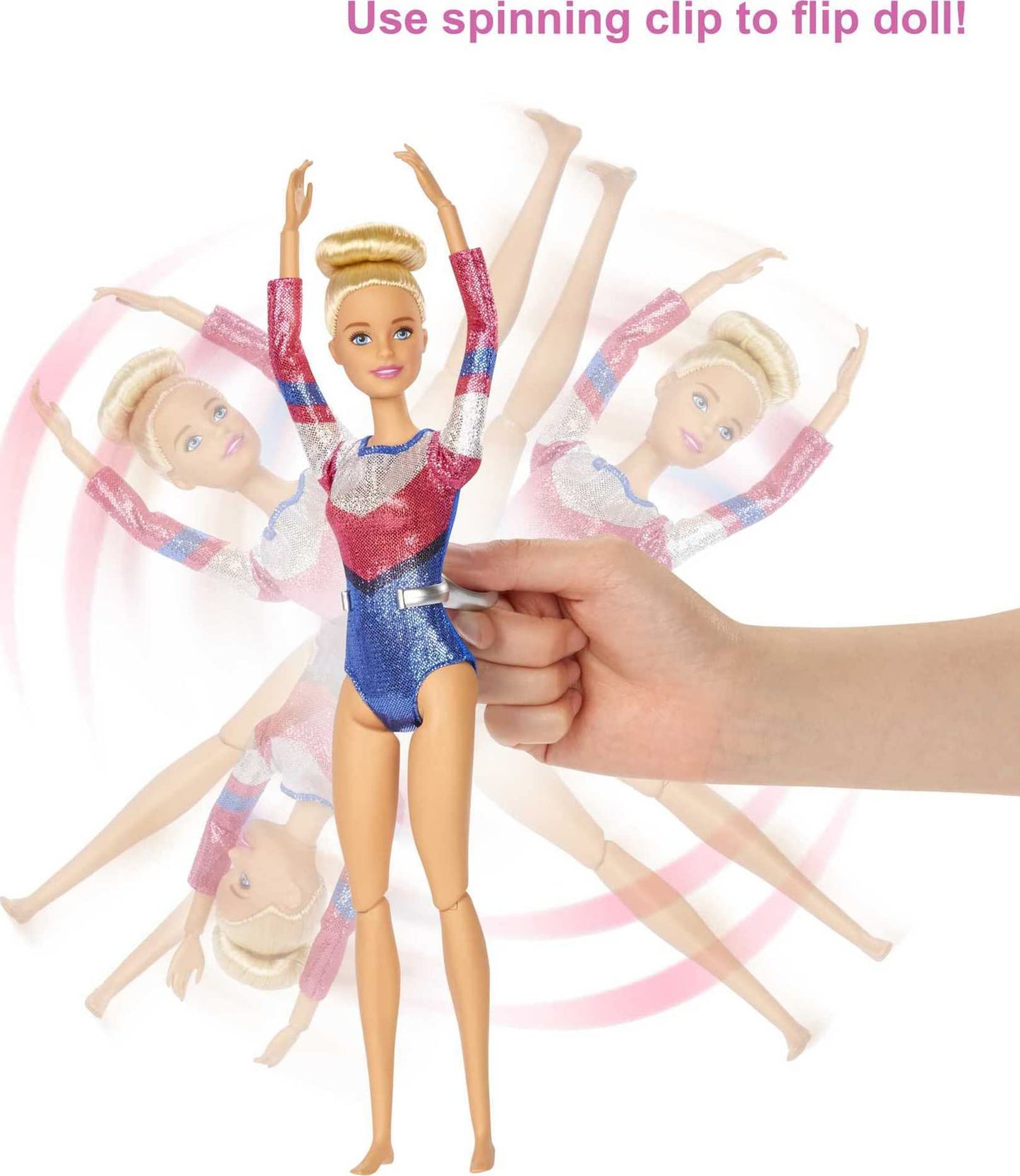 Barbie Careers Playset, Blonde Gymnast Doll with Balance Beam, Twirling Toy & 15+ Accessories Including Clothes, Hoops, Trophy & More