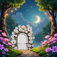 Cauaoa White Daisy Frame Fairy Door, Miniature Fairy Garden Accessories, Glow in The Dark, Outdoor Decor