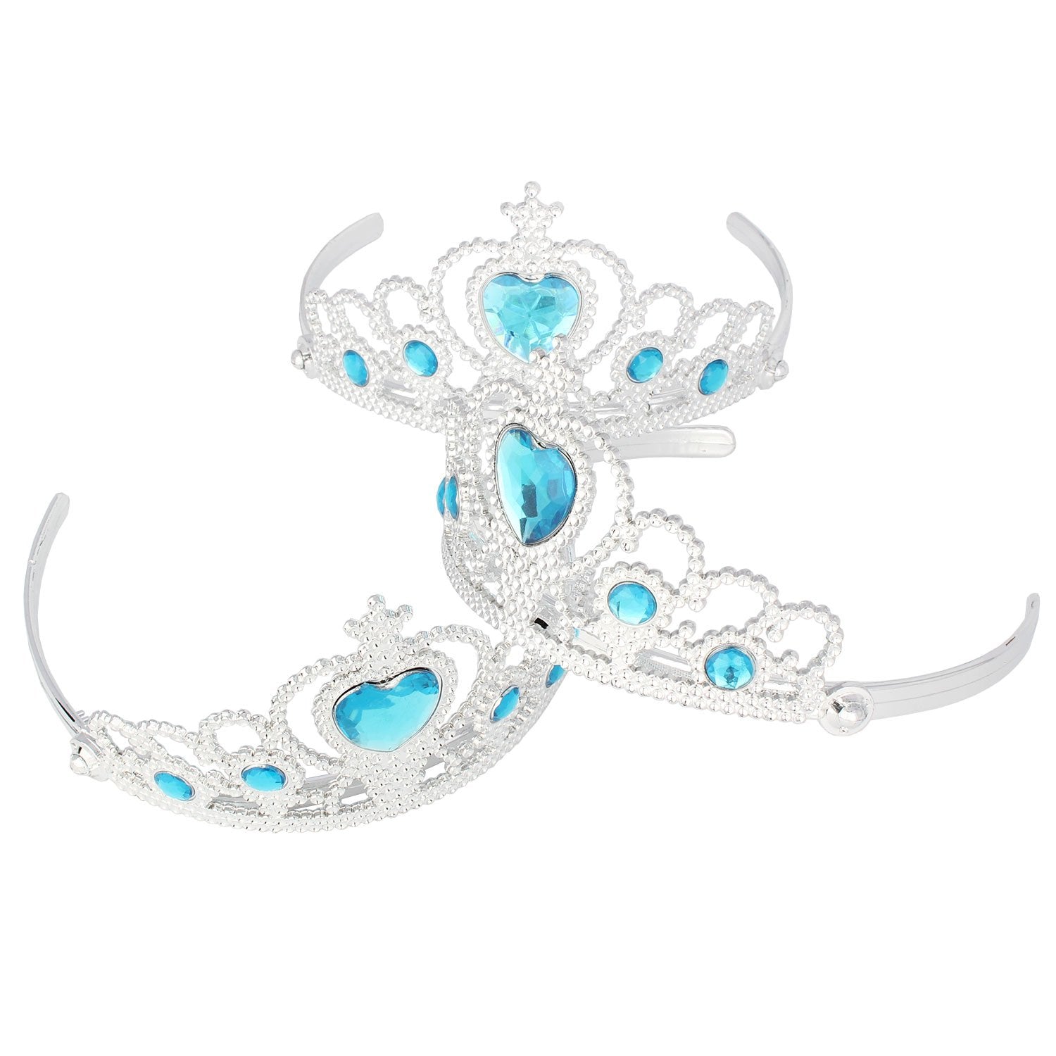 XiangGuanQianYing Princess Dress Up Crowns and Tiaras for Child from 3 Years Up Party Favors Blue Tiara Plastic Silver Tiara(10 Pack) (Sky Blue)