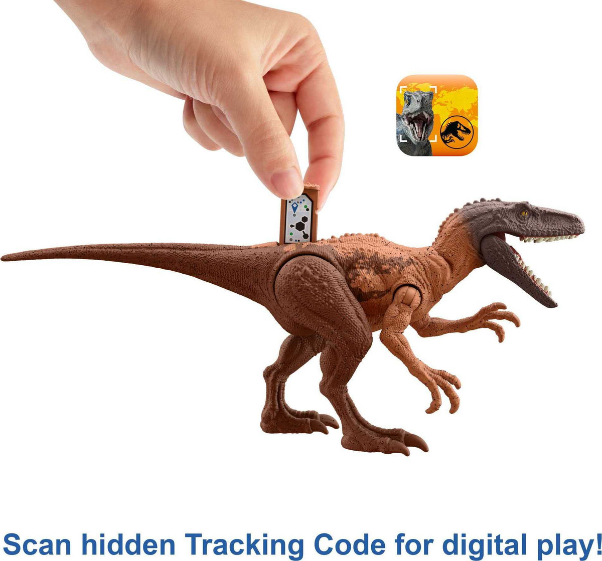Mattel Jurassic World Strike Attack Dinosaur Toy with Single-Strike Action & Movable Joints, Herrerasaurus Action Figure Includes Digital Play